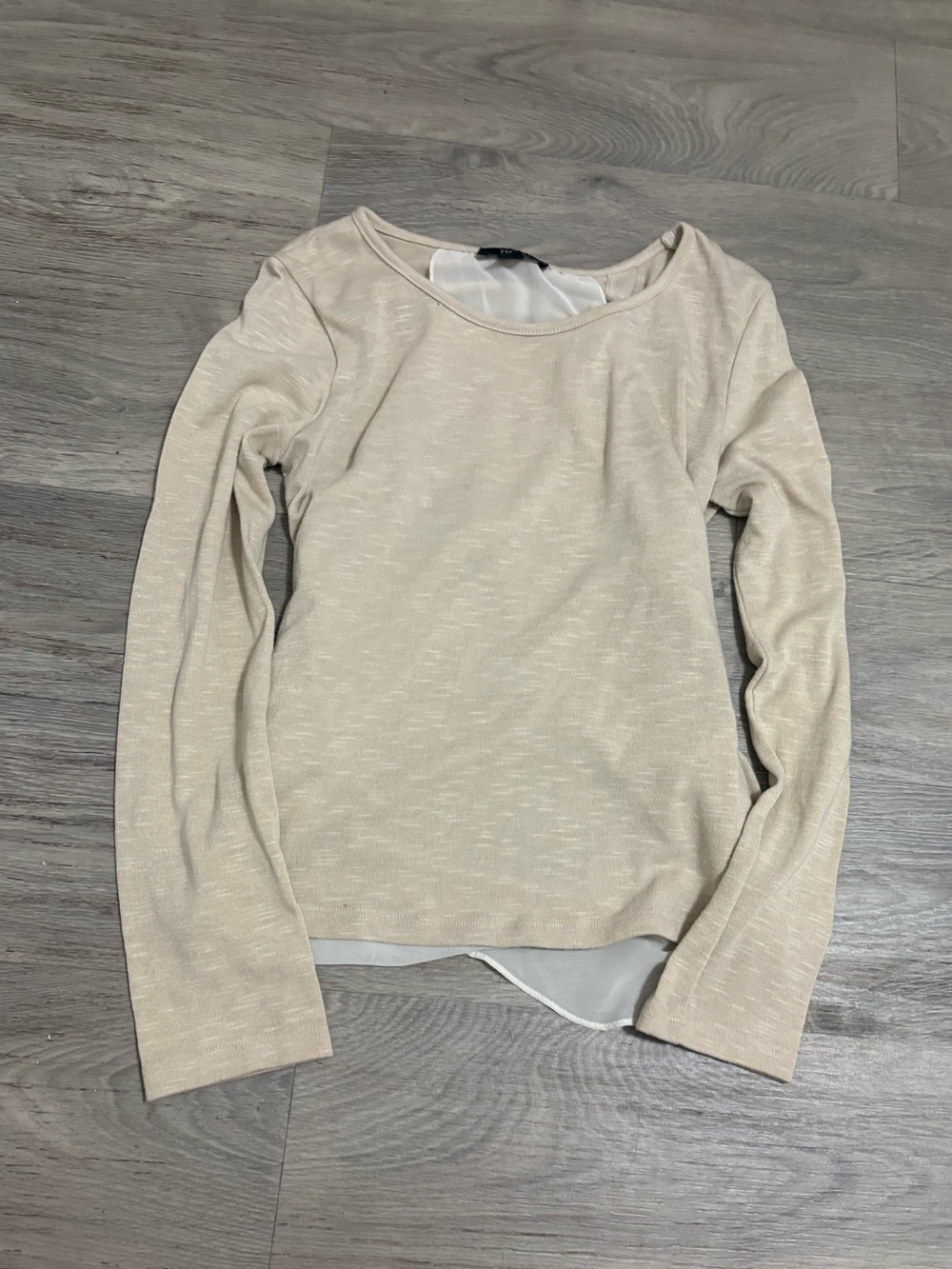 BCX Cream Long Sleeve Layered-Hem Top